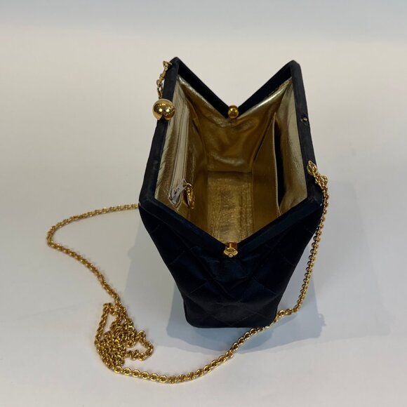 Vintage Chanel Black Quilted Frame Evening Bag - Picture 7 of 16